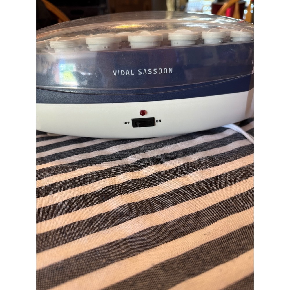 Vidal Sassoon VS372 Electric Hot Roller Hair Setter 20 Ribbed Rollers Blue White